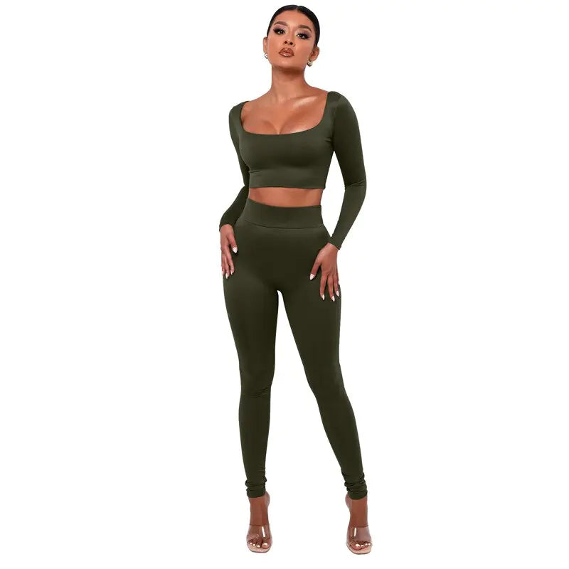 Gym Crop Top Leggings Set