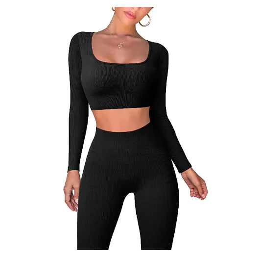 Gym Crop Top Leggings Set