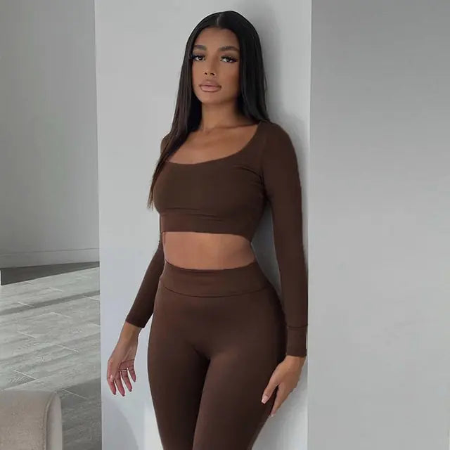 Gym Crop Top Leggings Set